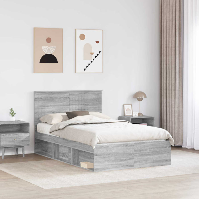 Cadru de pat Gri Sonoma 120 x 190 cm Lemn de pin masiv - WALTI WALTI