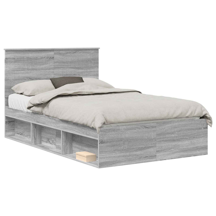 Cadru de pat Gri Sonoma 120 x 190 cm Lemn de pin masiv - WALTI WALTI