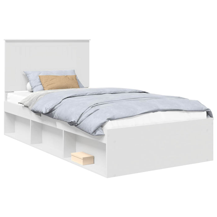Cadru de pat cu headboard Alb 100 x 200 cm Lemn de pin masiv - WALTI WALTI