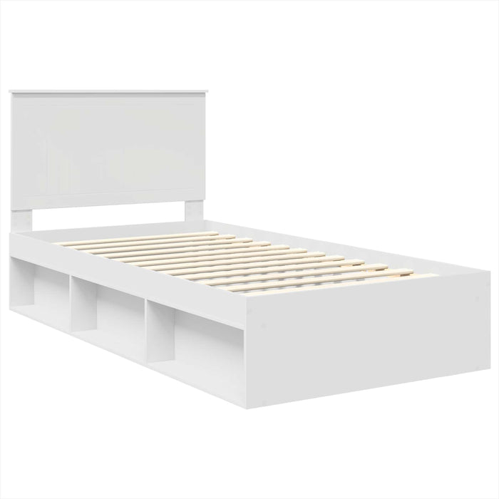 Cadru de pat cu headboard Alb 100 x 200 cm Lemn de pin masiv - WALTI WALTI