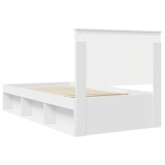 Cadru de pat cu headboard Alb 100 x 200 cm Lemn de pin masiv - WALTI WALTI