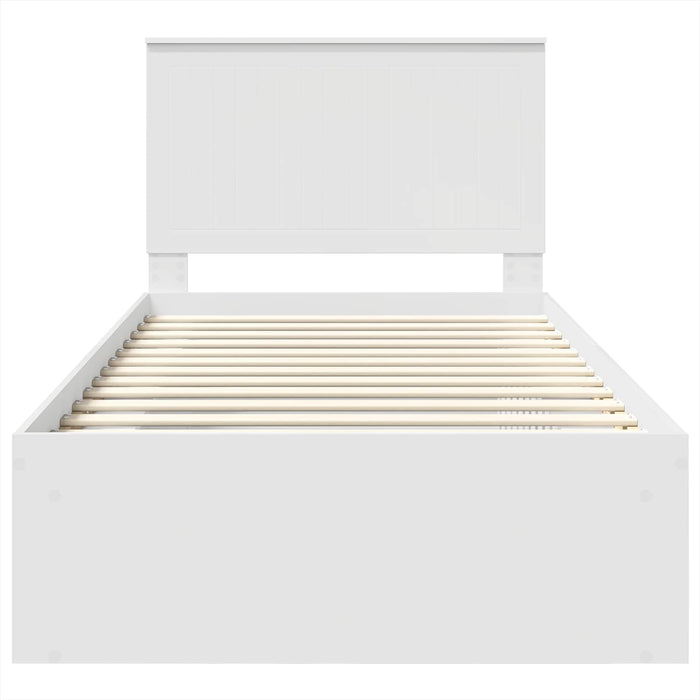 Cadru de pat cu headboard Alb 100 x 200 cm Lemn de pin masiv - WALTI WALTI