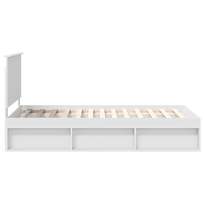 Cadru de pat cu headboard Alb 100 x 200 cm Lemn de pin masiv - WALTI WALTI