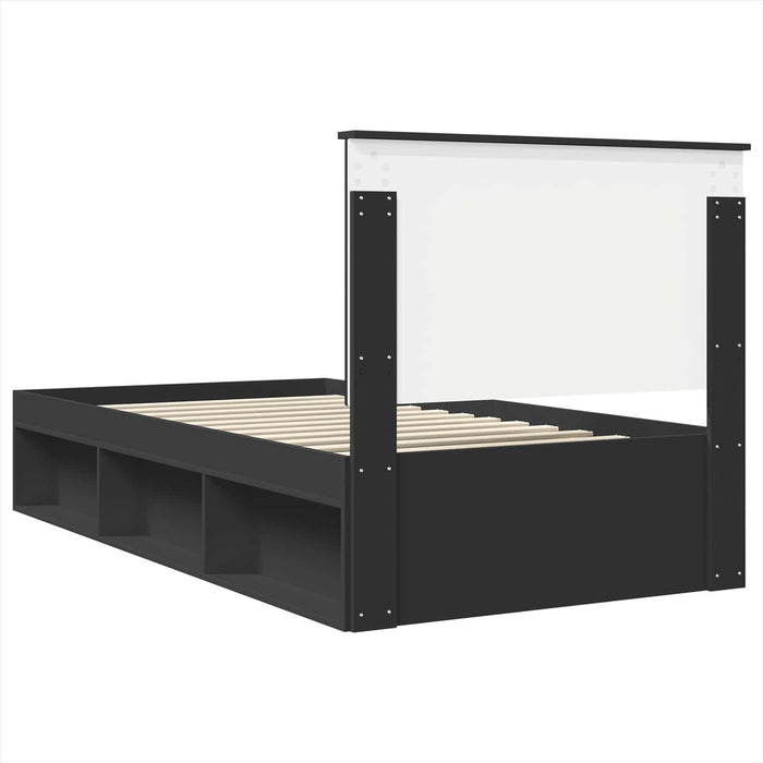 Cadru de pat cu headboard Negru 100 x 200 cm Lemn de pin masiv - WALTI WALTI