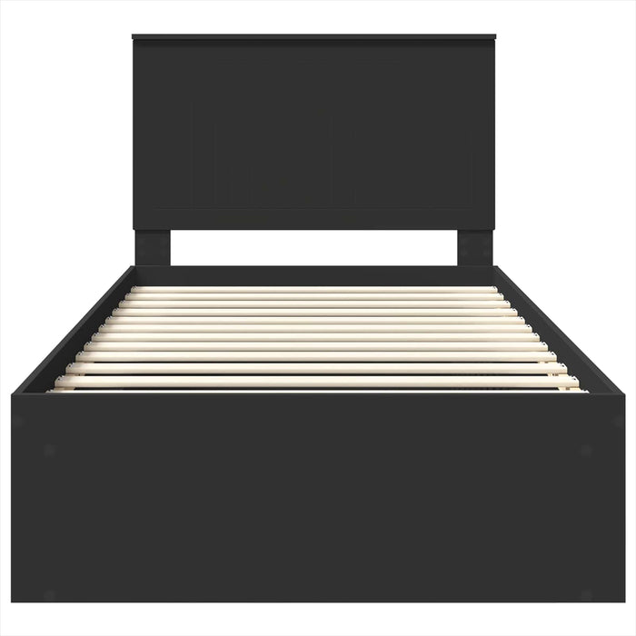 Cadru de pat cu headboard Negru 100 x 200 cm Lemn de pin masiv - WALTI WALTI