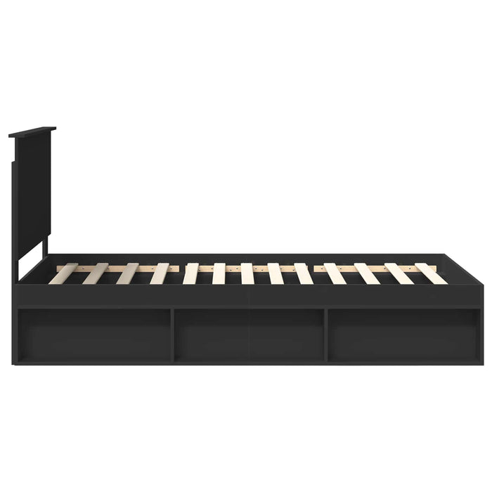 Cadru de pat cu headboard Negru 100 x 200 cm Lemn de pin masiv - WALTI WALTI