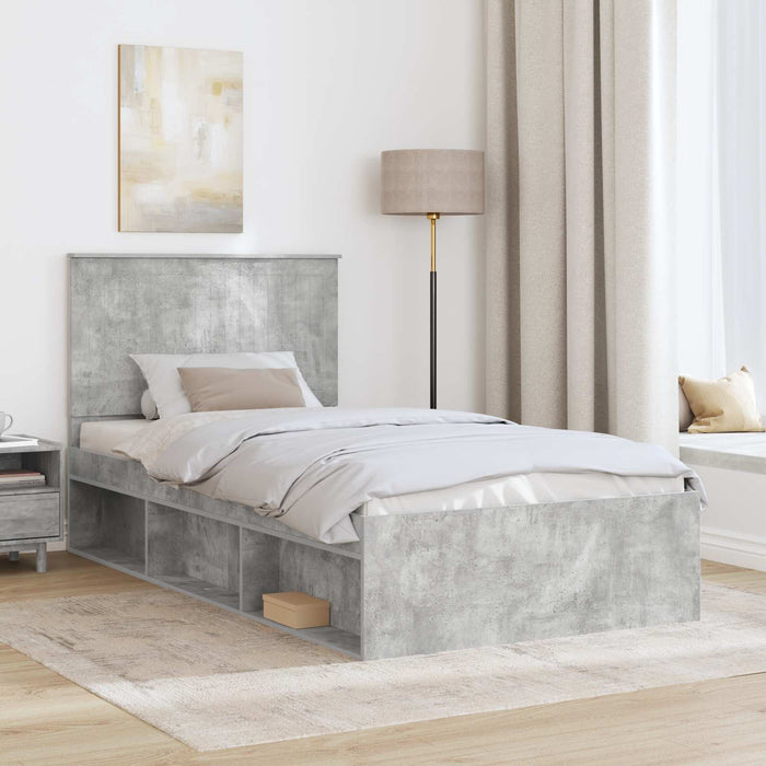 Cadru de pat Gri Concret 100 x 200 cm Lemn de pin masiv - WALTI WALTI