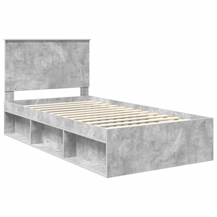 Cadru de pat Gri Concret 100 x 200 cm Lemn de pin masiv - WALTI WALTI