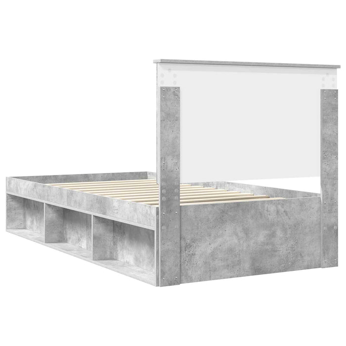 Cadru de pat Gri Concret 100 x 200 cm Lemn de pin masiv - WALTI WALTI