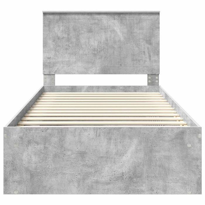 Cadru de pat Gri Concret 100 x 200 cm Lemn de pin masiv - WALTI WALTI