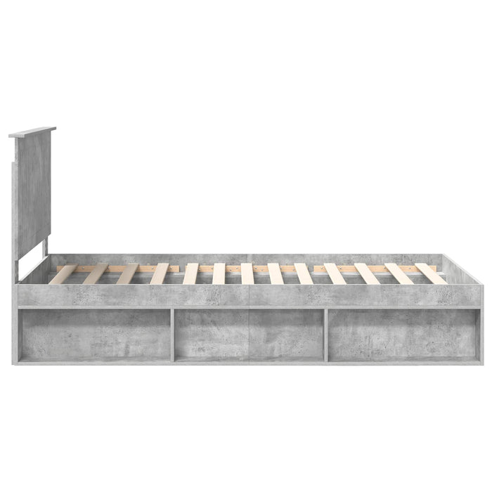 Cadru de pat Gri Concret 100 x 200 cm Lemn de pin masiv - WALTI WALTI
