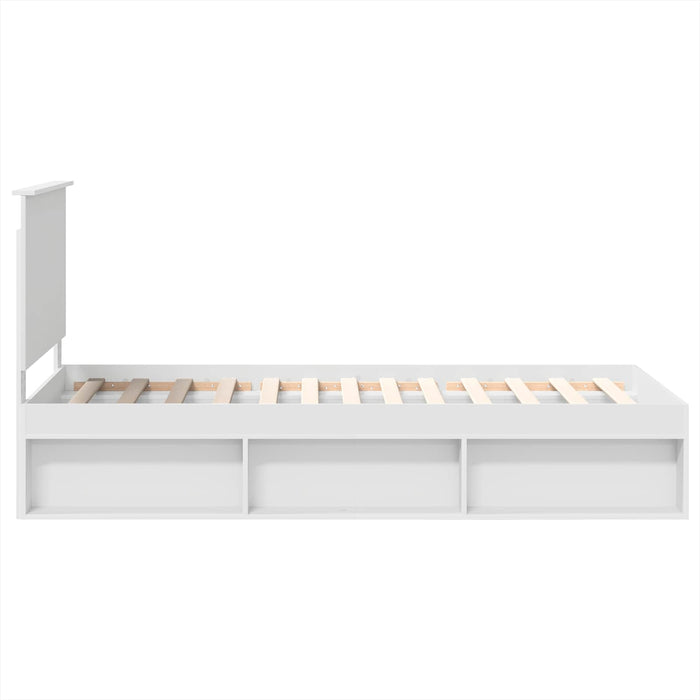 Cadru de pat cu headboard Alb 90 x 200 cm Lemn de pin masiv - WALTI WALTI