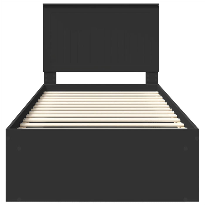 Cadru de pat cu headboard Negru 90 x 200 cm Lemn de pin masiv - WALTI WALTI