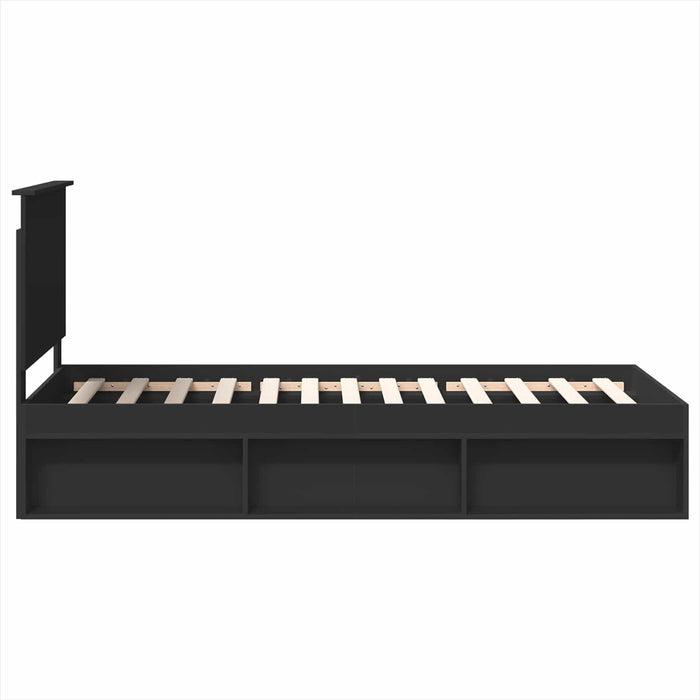 Cadru de pat cu headboard Negru 90 x 200 cm Lemn de pin masiv - WALTI WALTI
