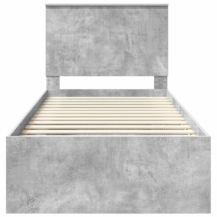 Cadru de pat cu headboard Beton 90 x 200 cm Lemn de pin masiv - WALTI WALTI