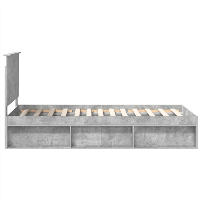 Cadru de pat cu headboard Beton 90 x 200 cm Lemn de pin masiv - WALTI WALTI