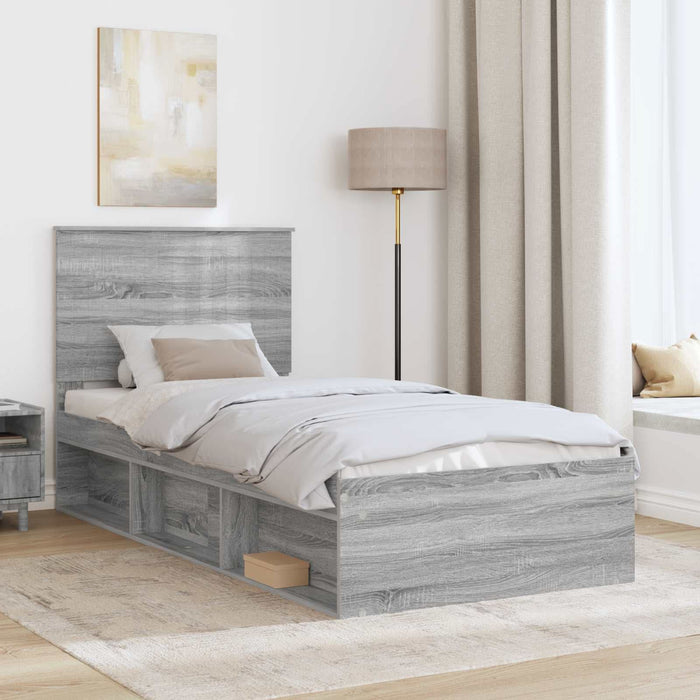 Cadru de pat Gri Sonoma 90 x 190 cm Lemn de pin masiv - WALTI WALTI