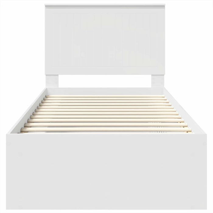 Cadru de pat cu headboard Alb 90 x 190 cm Lemn de pin masiv - WALTI WALTI