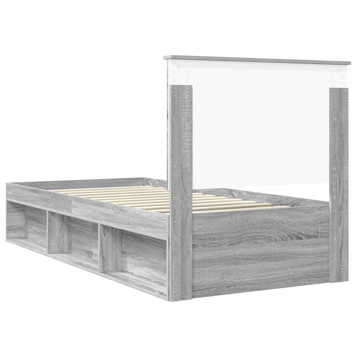 Cadru de pat Gri Sonoma 90 x 190 cm Lemn de pin masiv - WALTI WALTI