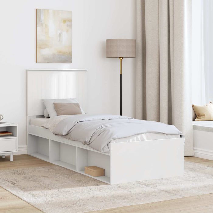 Cadru de pat cu headboard Alb 75 x 190 cm Lemn de pin masiv - WALTI WALTI
