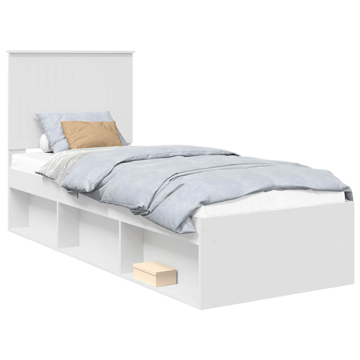Cadru de pat cu headboard Alb 75 x 190 cm Lemn de pin masiv - WALTI WALTI