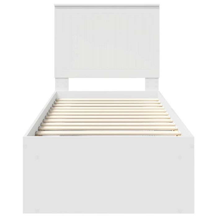 Cadru de pat cu headboard Alb 75 x 190 cm Lemn de pin masiv - WALTI WALTI