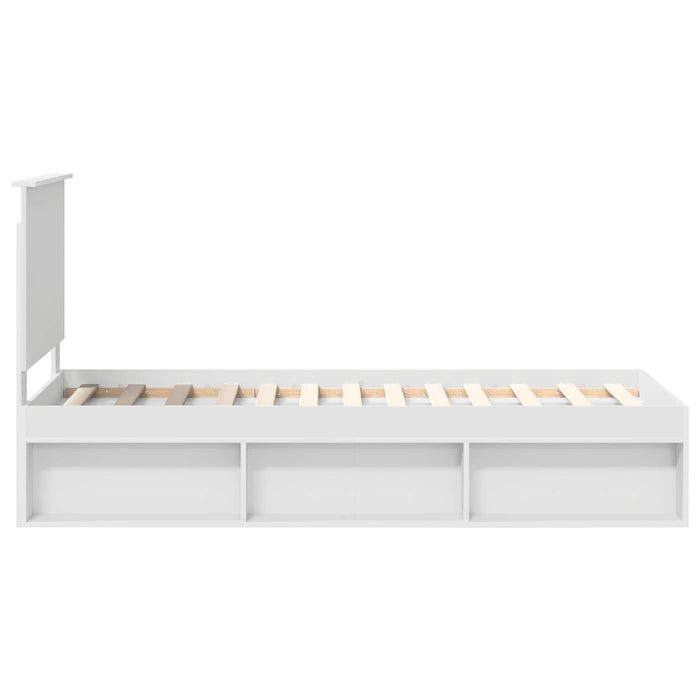 Cadru de pat cu headboard Alb 75 x 190 cm Lemn de pin masiv - WALTI WALTI