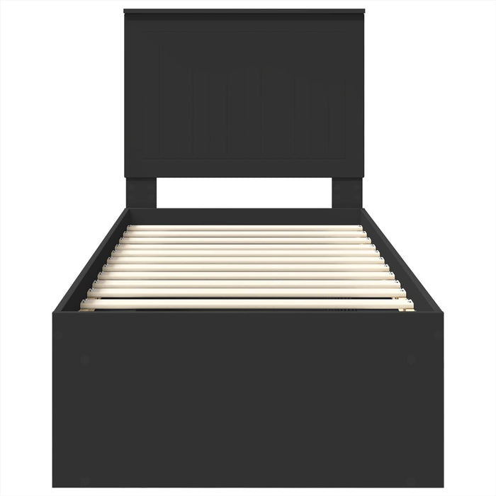 Cadru de pat cu headboard Negru 75 x 190 cm Lemn de pin masiv - WALTI WALTI
