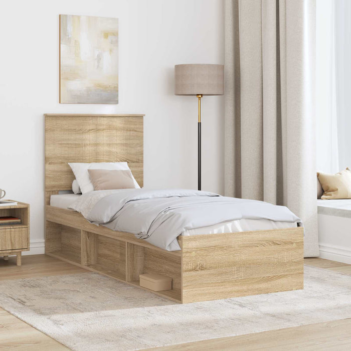 Cadru de pat Stejar Sonoma 75 x 190 cm Lemn de pin masiv - WALTI WALTI