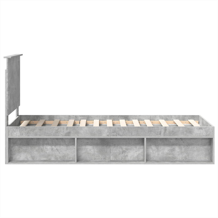 Cadru de pat Gri Concret 75 x 190 cm Lemn de pin masiv - WALTI WALTI