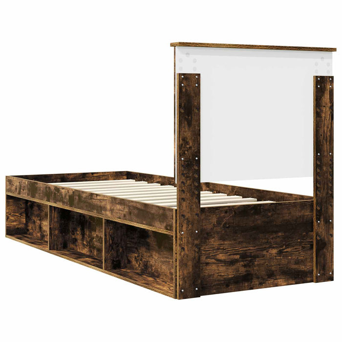 Cadru de pat Stejar fumuriu 75 x 190 cm Lemn de pin masiv - WALTI WALTI