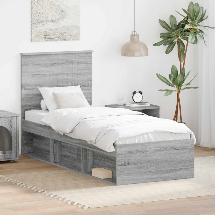 Cadru de pat Gri Sonoma 75 x 190 cm Lemn de pin masiv - WALTI WALTI