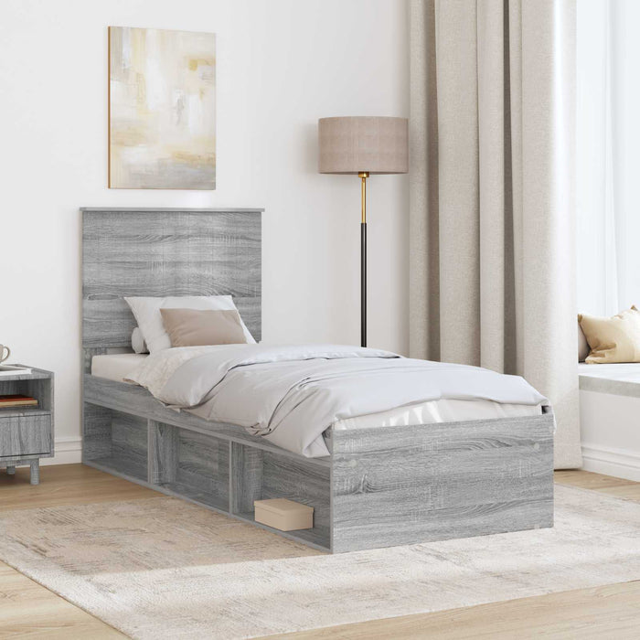 Cadru de pat Gri Sonoma 75 x 190 cm Lemn de pin masiv - WALTI WALTI