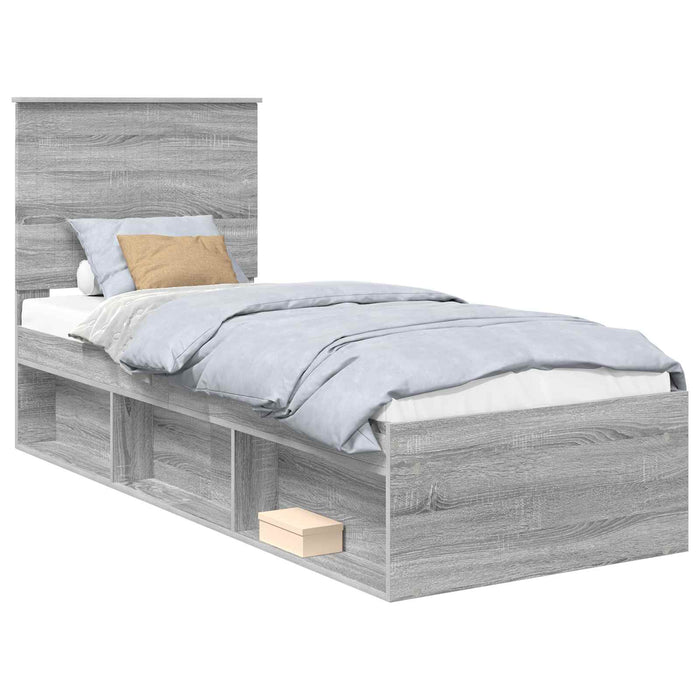 Cadru de pat Gri Sonoma 75 x 190 cm Lemn de pin masiv - WALTI WALTI
