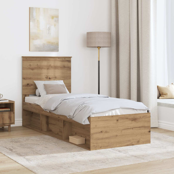 Cadru de pat Stejar artizanal 75 x 190 cm Lemn de pin masiv - WALTI WALTI