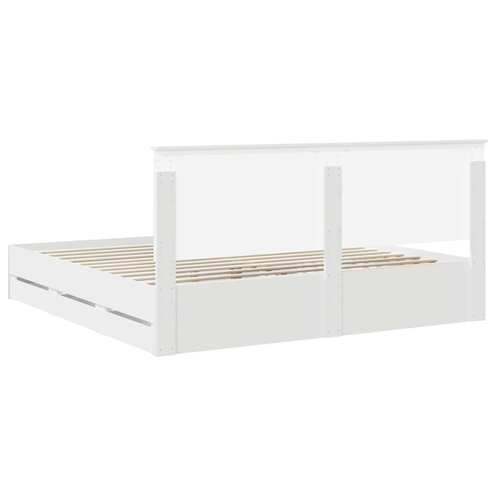 Cadru de pat cu sertar Alb 200 x 200 cm Lemn Ingineresc - WALTI WALTI