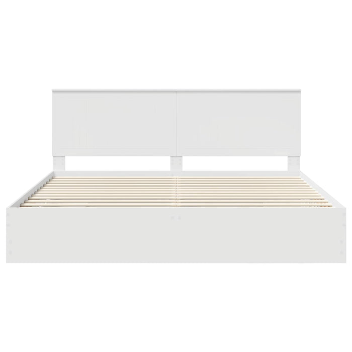 Cadru de pat cu sertar Alb 200 x 200 cm Lemn Ingineresc - WALTI WALTI