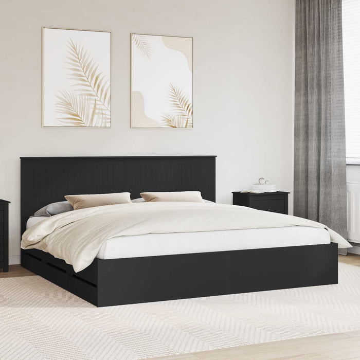 Cadru de pat cu sertar Negru 200 x 200 cm Lemn Ingineresc - WALTI WALTI