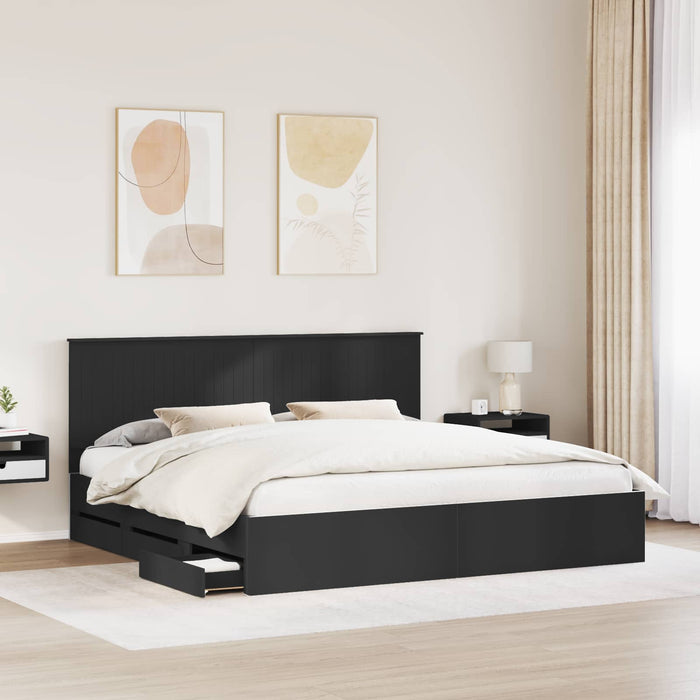 Cadru de pat cu sertar Negru 200 x 200 cm Lemn Ingineresc - WALTI WALTI