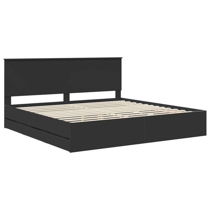 Cadru de pat cu sertar Negru 200 x 200 cm Lemn Ingineresc - WALTI WALTI