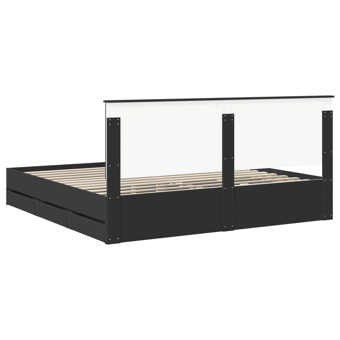 Cadru de pat cu sertar Negru 200 x 200 cm Lemn Ingineresc - WALTI WALTI
