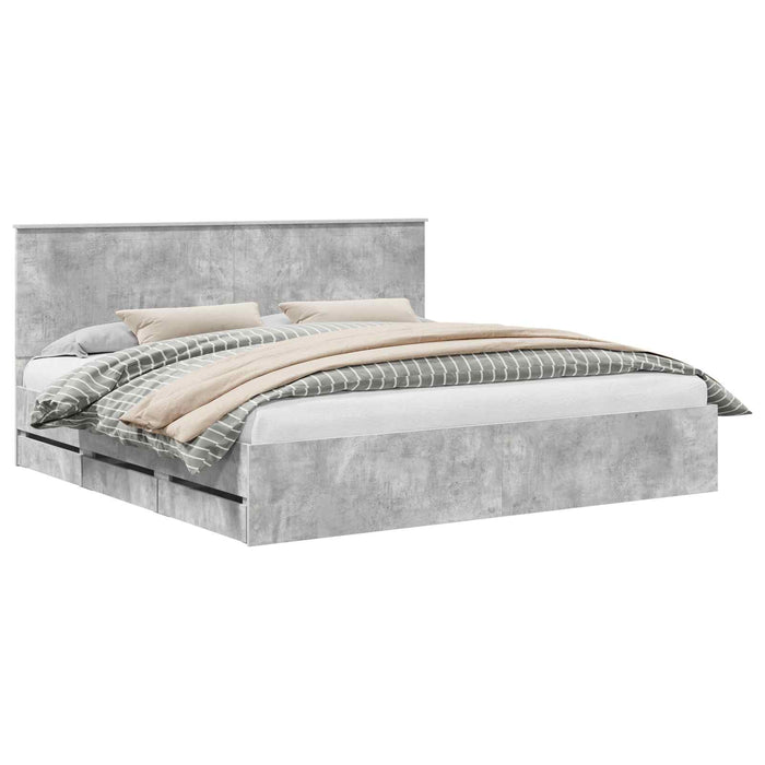 Cadru de pat Gri din beton 200 x 200 cm Lemn Ingineresc - WALTI WALTI