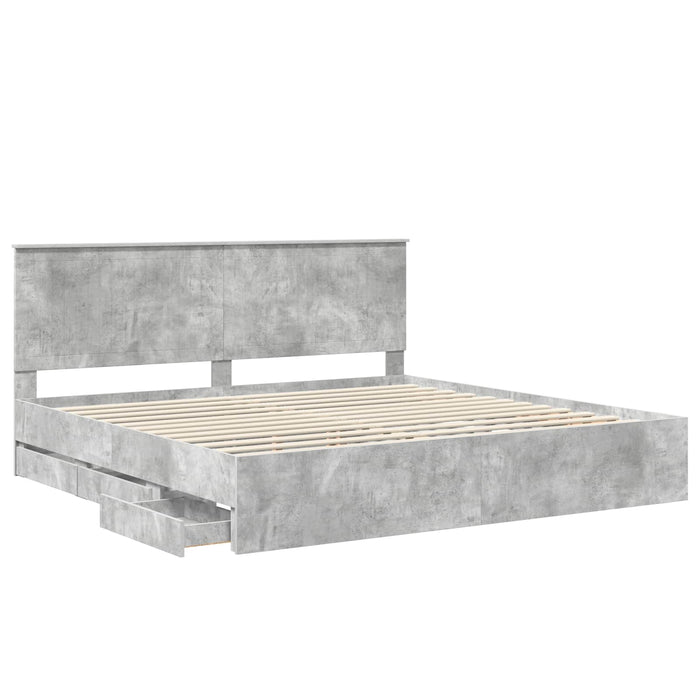 Cadru de pat Gri din beton 200 x 200 cm Lemn Ingineresc - WALTI WALTI