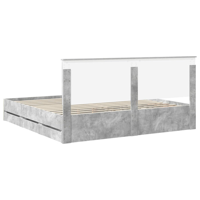 Cadru de pat Gri din beton 200 x 200 cm Lemn Ingineresc - WALTI WALTI