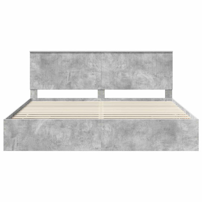 Cadru de pat Gri din beton 200 x 200 cm Lemn Ingineresc - WALTI WALTI