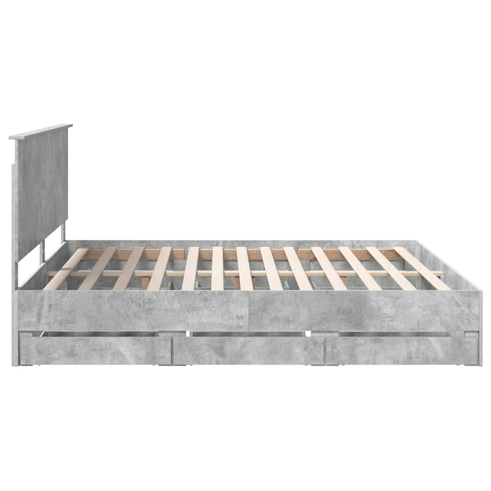 Cadru de pat Gri din beton 200 x 200 cm Lemn Ingineresc - WALTI WALTI