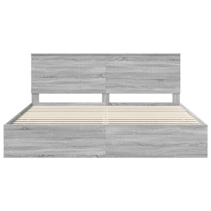 Cadru de pat cu sertar Gri Sonoma 200 x 200 cm Lemn Ingineresc - WALTI WALTI