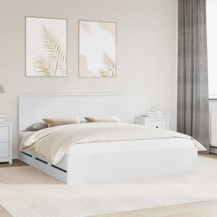 Cadru de pat cu sertar Alb 180 x 200 cm Lemn Ingineresc - WALTI WALTI