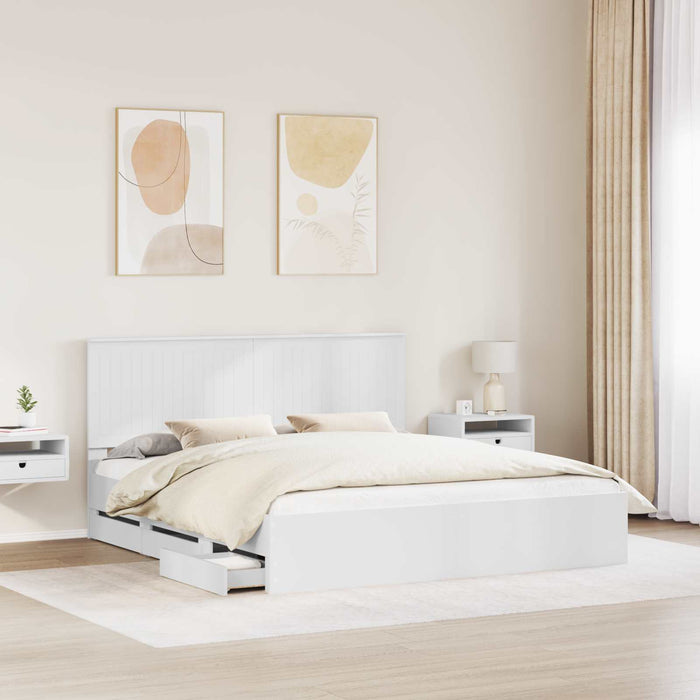Cadru de pat cu sertar Alb 180 x 200 cm Lemn Ingineresc - WALTI WALTI