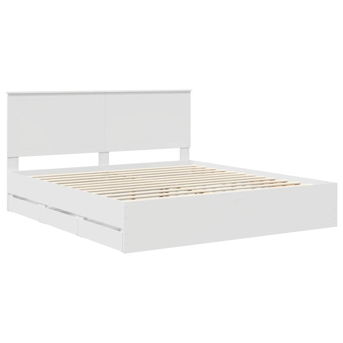 Cadru de pat cu sertar Alb 180 x 200 cm Lemn Ingineresc - WALTI WALTI